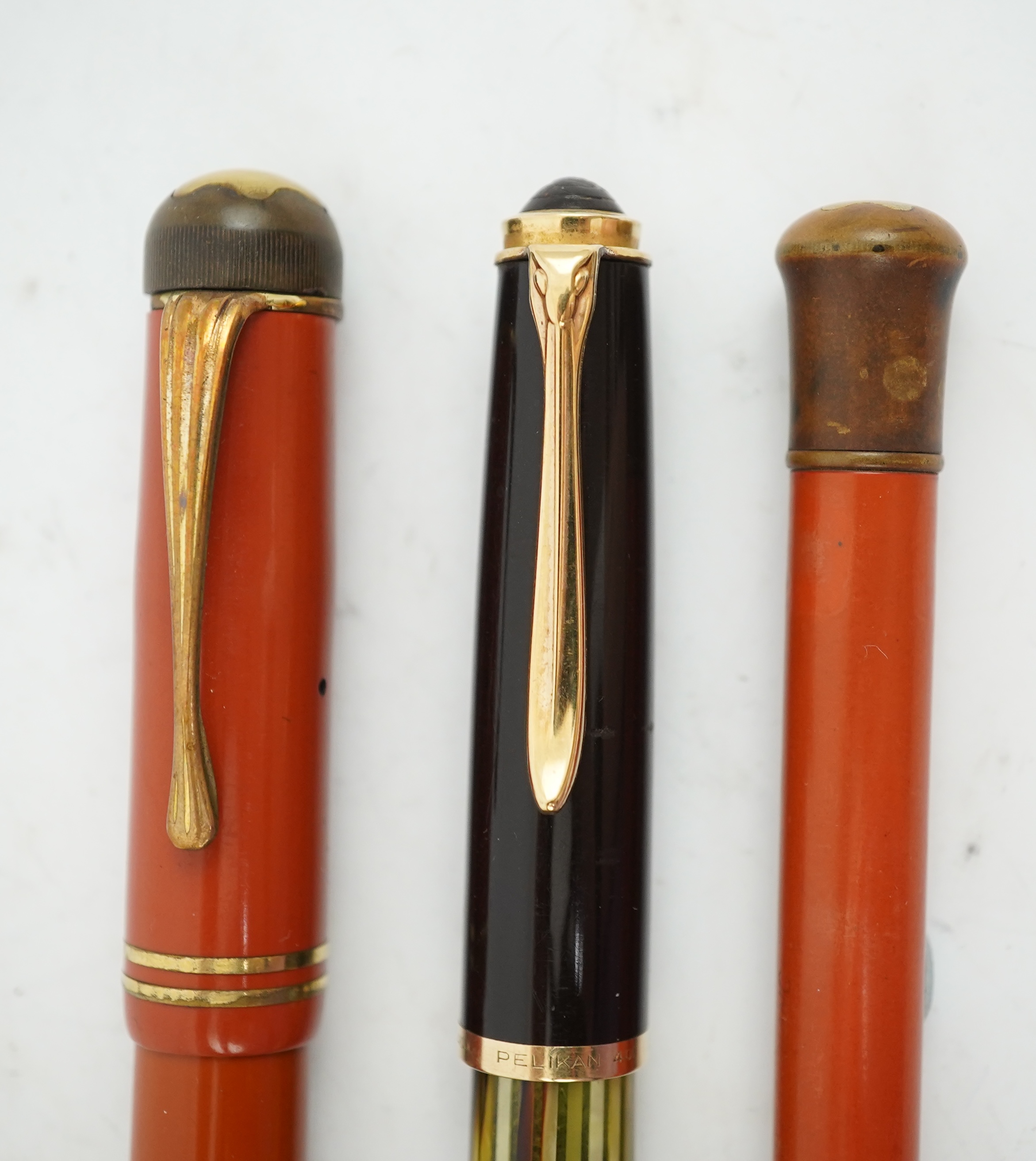 A Montblanc fountain pen, pencil plus a Pelikan fountain pen